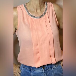Papaya light Pink Top with Metallic beaded Accent